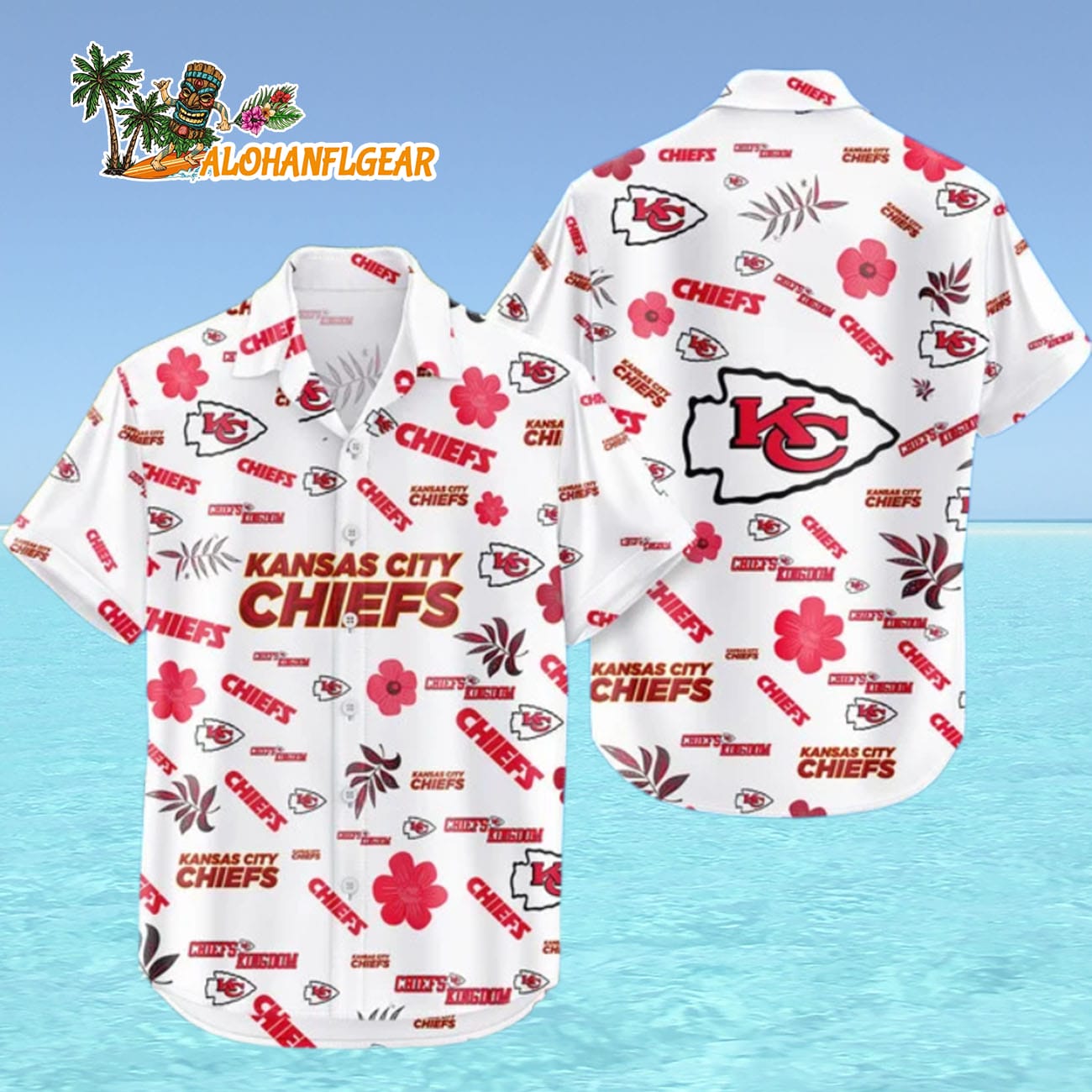 Kansas City Chiefs Hawaiian Shirt Tropical Beach, Kansas City Chiefs Aloha Shirt Kansas City Chiefs Hawaiian Shirt Tropical Beach, Kansas City Chiefs Aloha Shirt