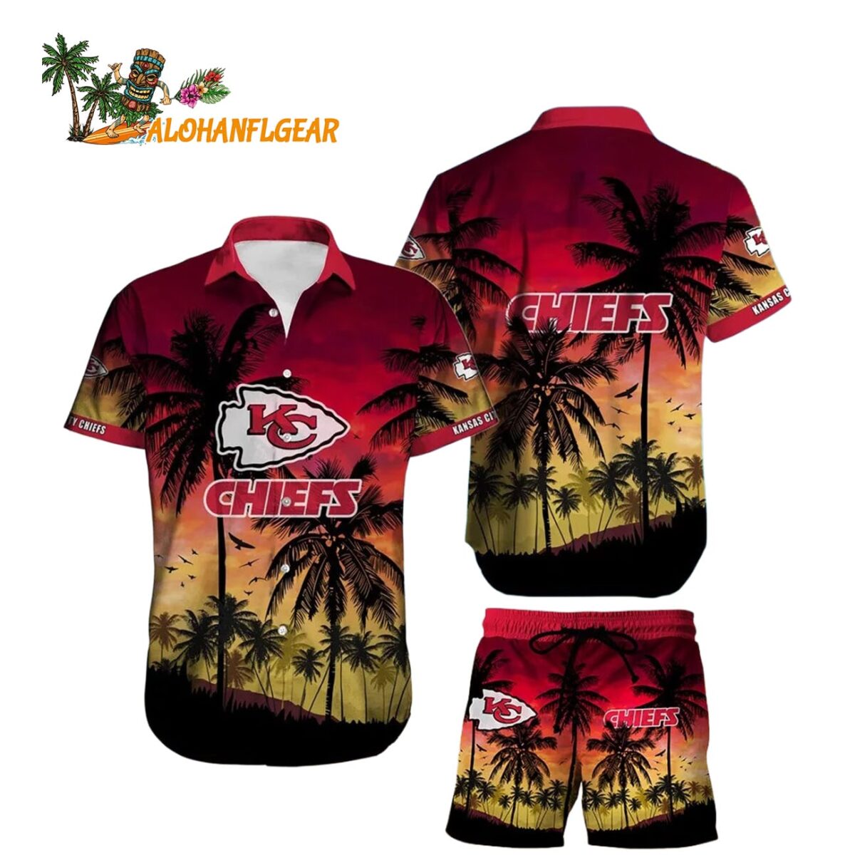 Kansas City Chiefs Sunset Paradise Hawaiian Shirt Kansas City Chiefs Aloha Shirt 1