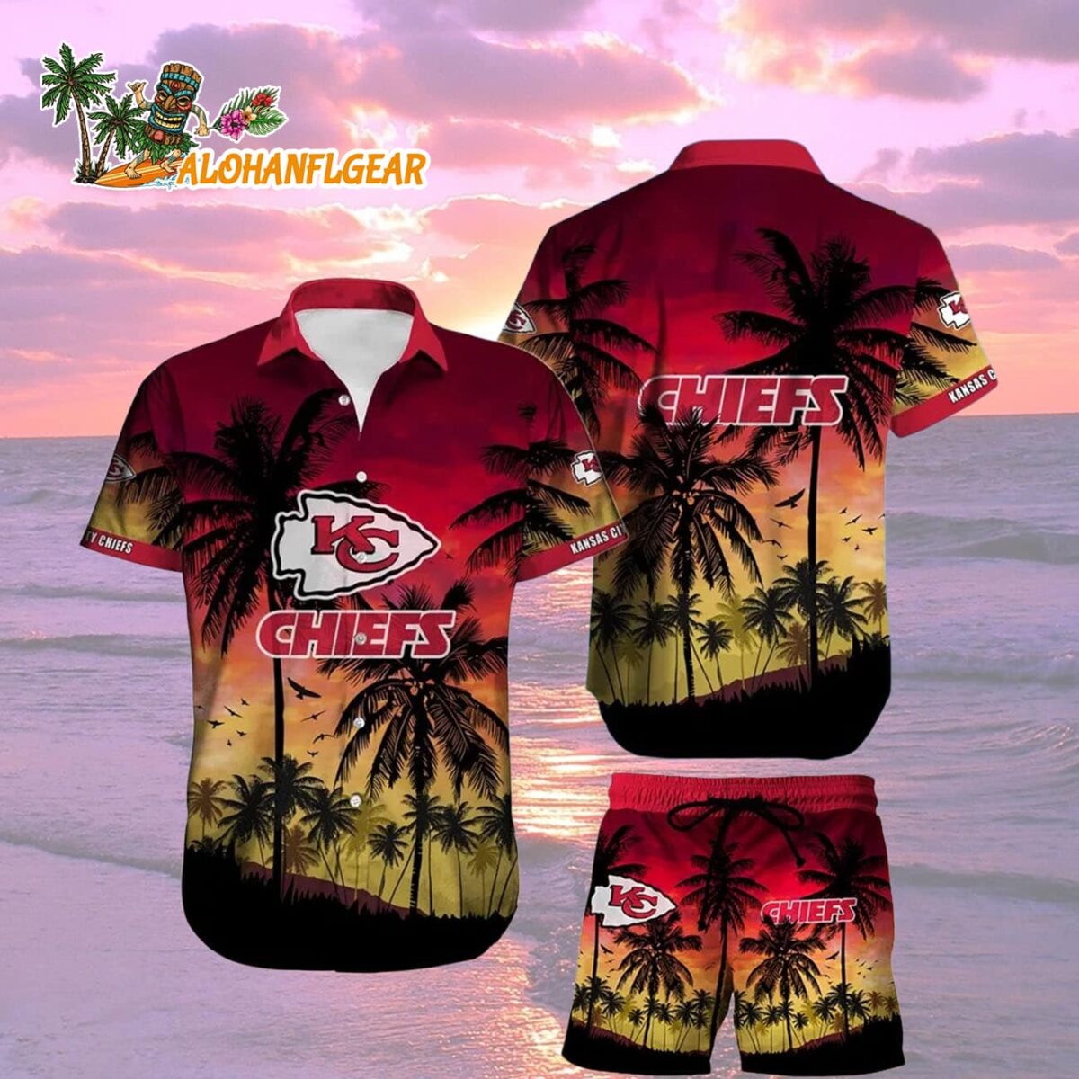 Kansas City Chiefs Sunset Paradise Hawaiian Shirt Kansas City Chiefs Aloha Shirt 2