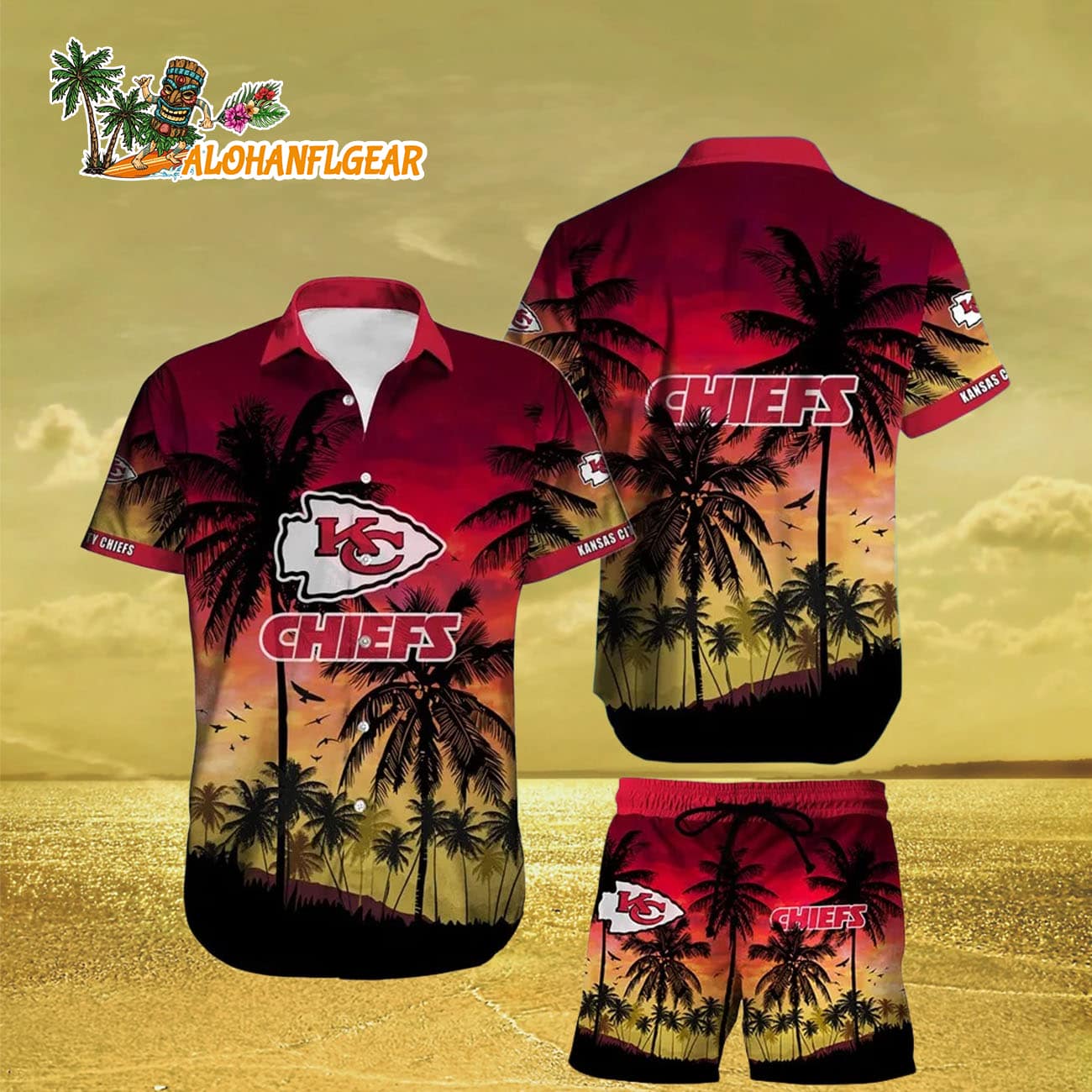 Kansas City Chiefs Sunset Paradise Hawaiian Shirt, Kansas City Chiefs Aloha Shirt Kansas City Chiefs Sunset Paradise Hawaiian Shirt, Kansas City Chiefs Aloha Shirt