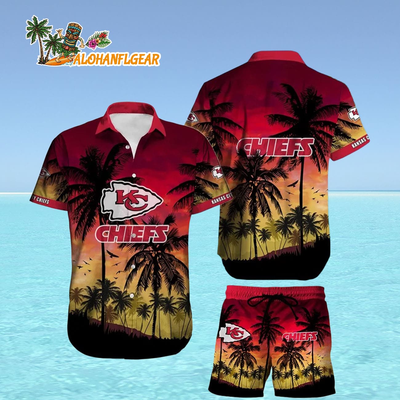 Kansas City Chiefs Sunset Paradise Hawaiian Shirt, Kansas City Chiefs Aloha Shirt Kansas City Chiefs Sunset Paradise Hawaiian Shirt, Kansas City Chiefs Aloha Shirt