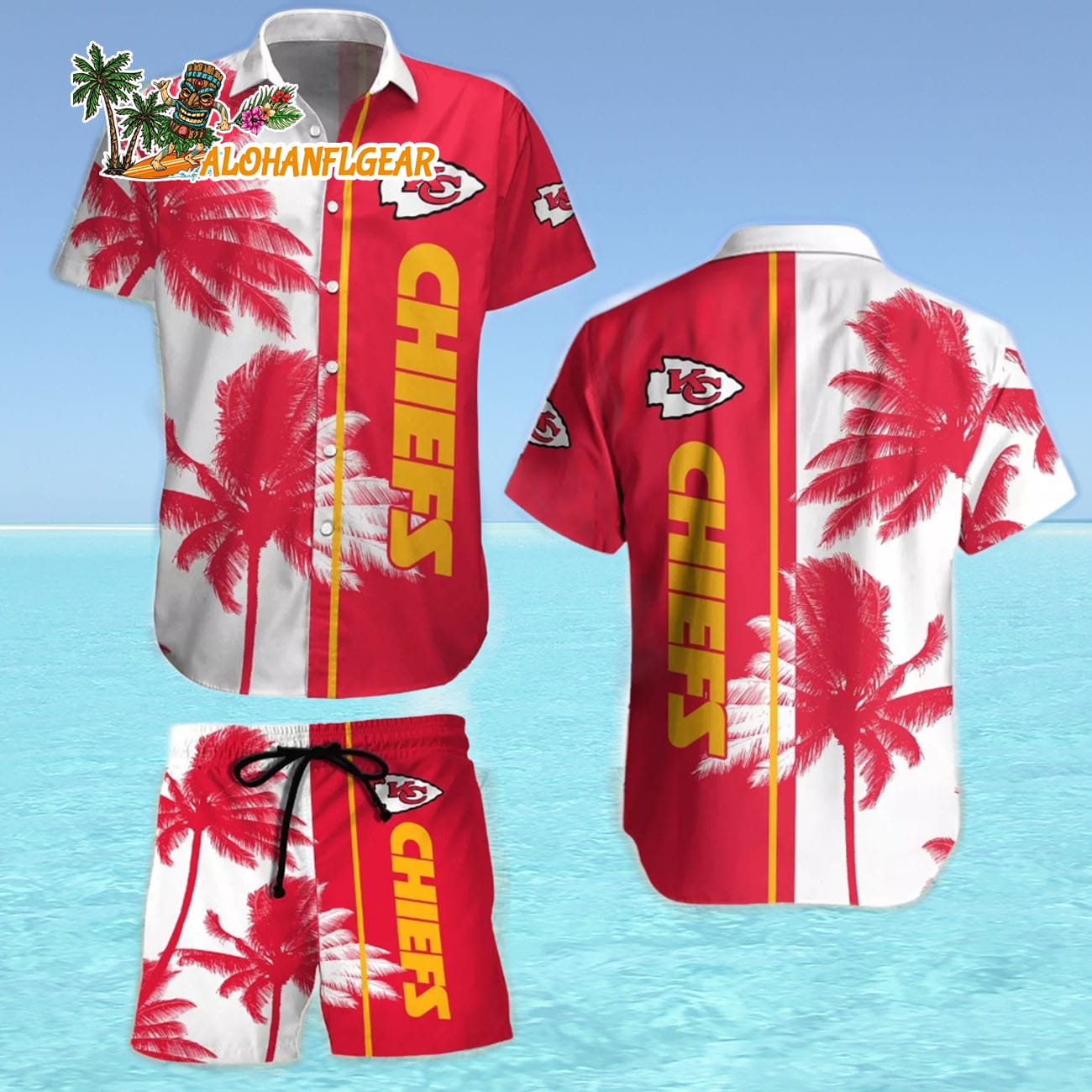 Kansas City Chiefs Tropical Wave Hawaiian Shirt, Kansas City Chiefs Aloha Shirt Kansas City Chiefs Tropical Wave Hawaiian Shirt, Kansas City Chiefs Aloha Shirt