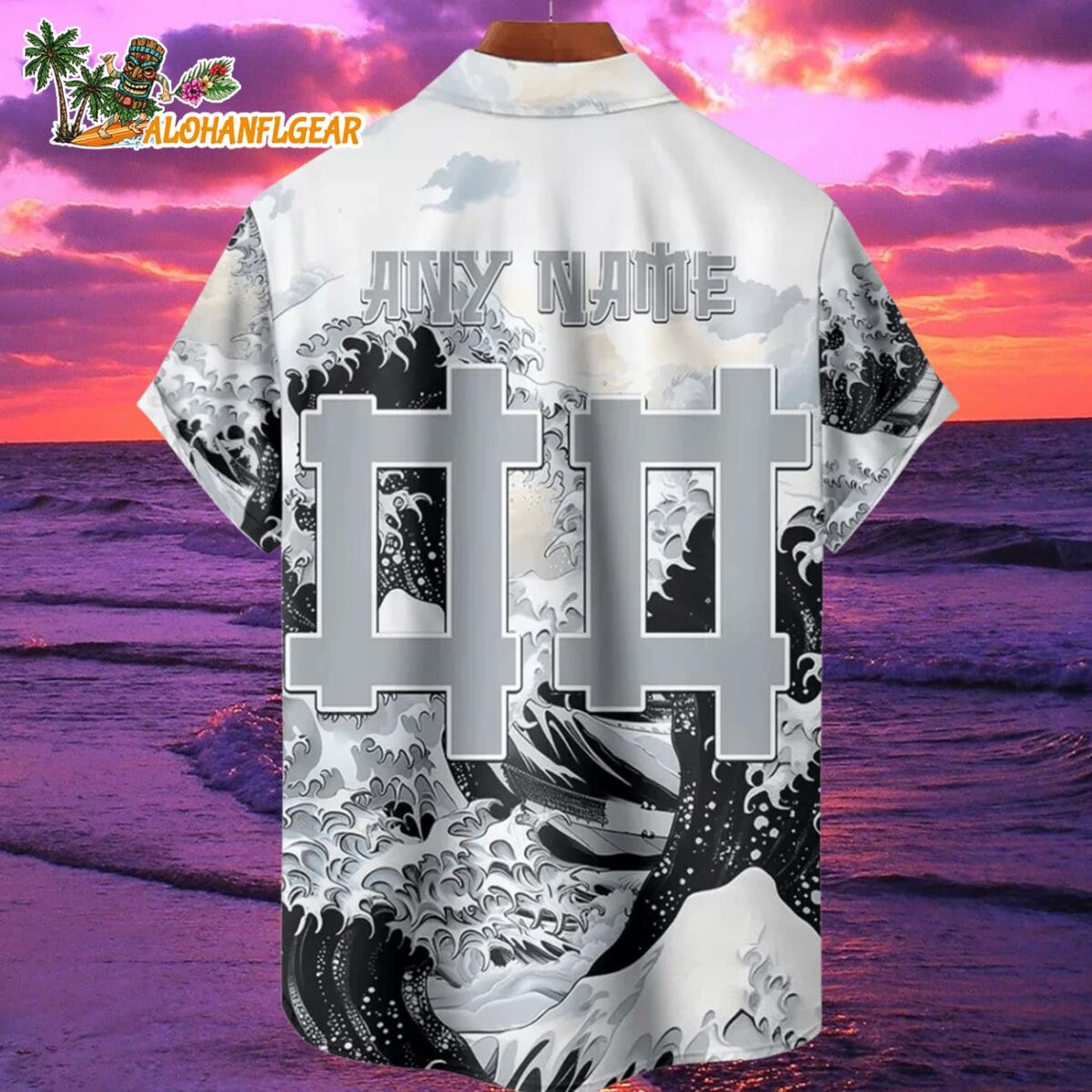 Las Vegas Raiders Great Wave Hawaiian Shirt Custom Name And Number NFL Aloha Shirt 2