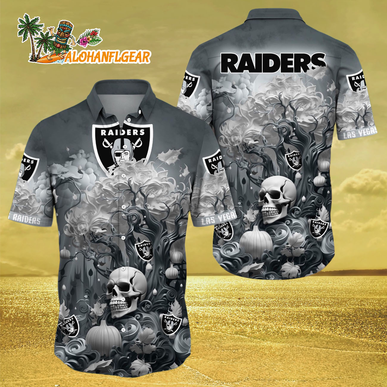 Las Vegas Raiders Halloween Skull Pumpkin Hawaiian Shirt, Las Vegas Raiders Aloha Shirt Las Vegas Raiders Halloween Skull Pumpkin Hawaiian Shirt, Las Vegas Raiders Aloha Shirt