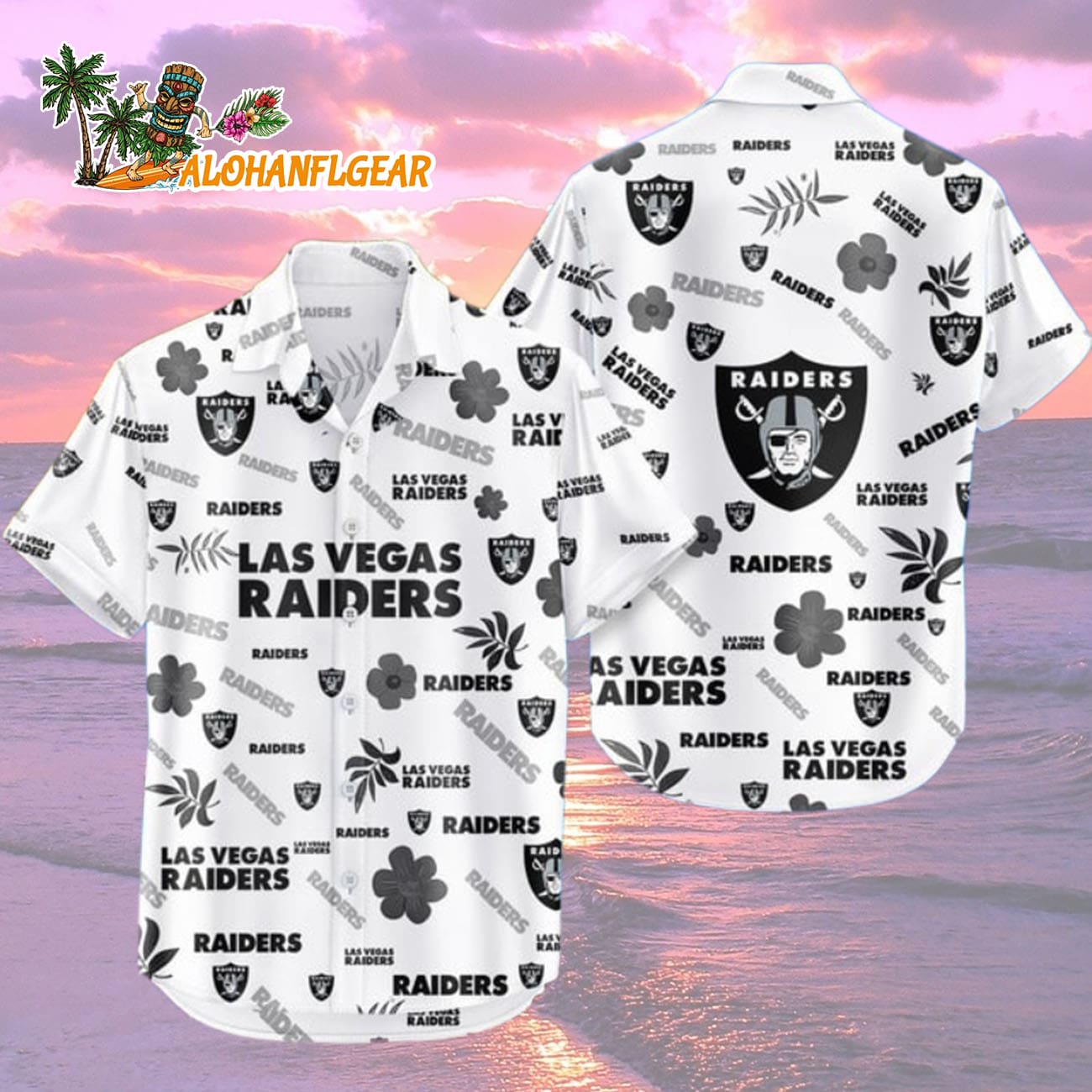 Las Vegas Raiders Hawaiian Shirt Tropical Beach, Las Vegas Raiders Aloha Shirt Las Vegas Raiders Hawaiian Shirt Tropical Beach, Las Vegas Raiders Aloha Shirt