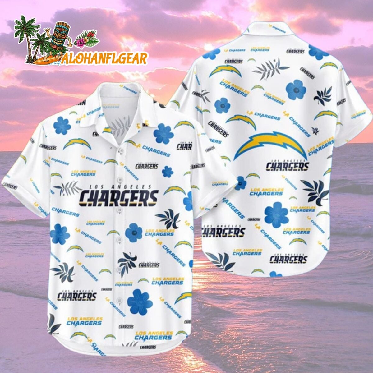 Los Angeles Chargers Hawaiian Shirt Tropical Beach Los Angeles Chargers Aloha Shirt 2