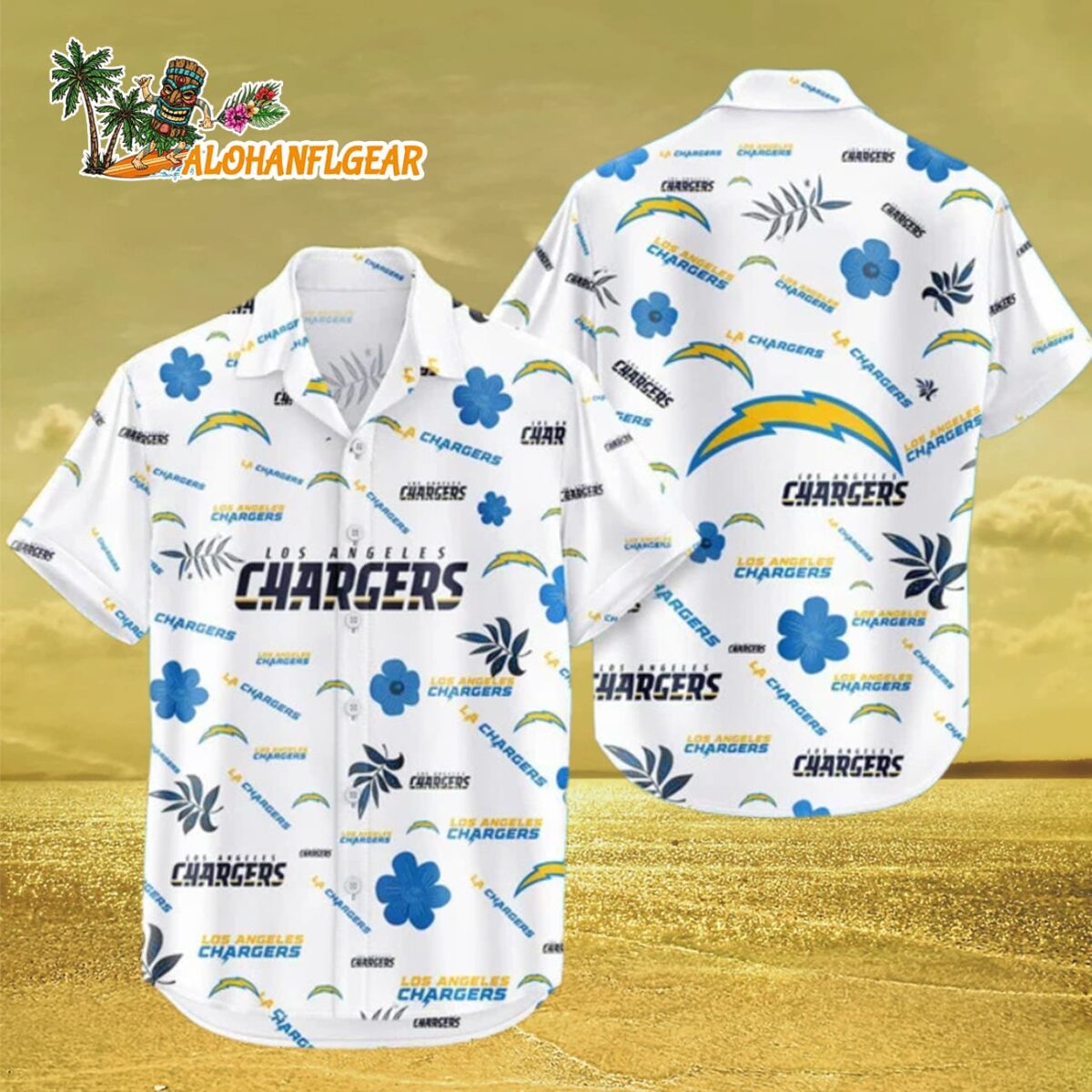 Los Angeles Chargers Hawaiian Shirt Tropical Beach Los Angeles Chargers Aloha Shirt 3