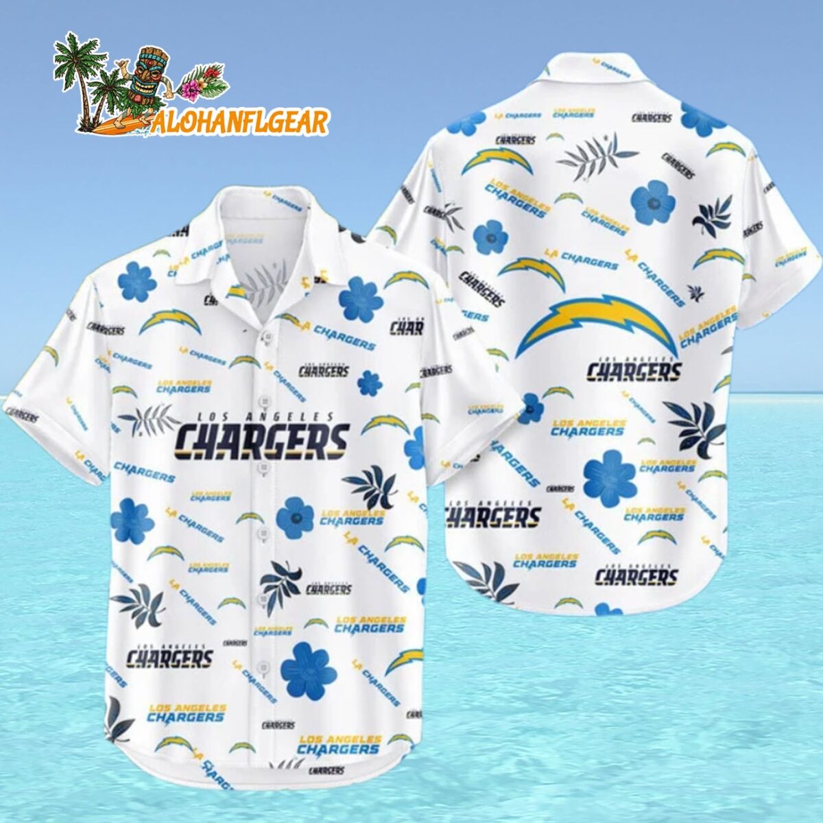 Los Angeles Chargers Hawaiian Shirt Tropical Beach Los Angeles Chargers Aloha Shirt 4