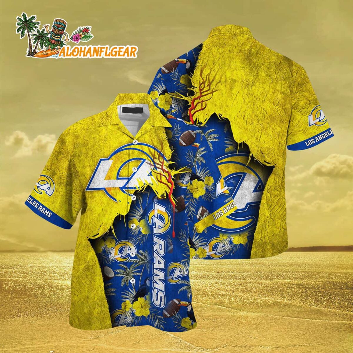Los Angeles Rams Football Team Summer God Hawaii Shirt Football NFL Hawaiian Shirt 3