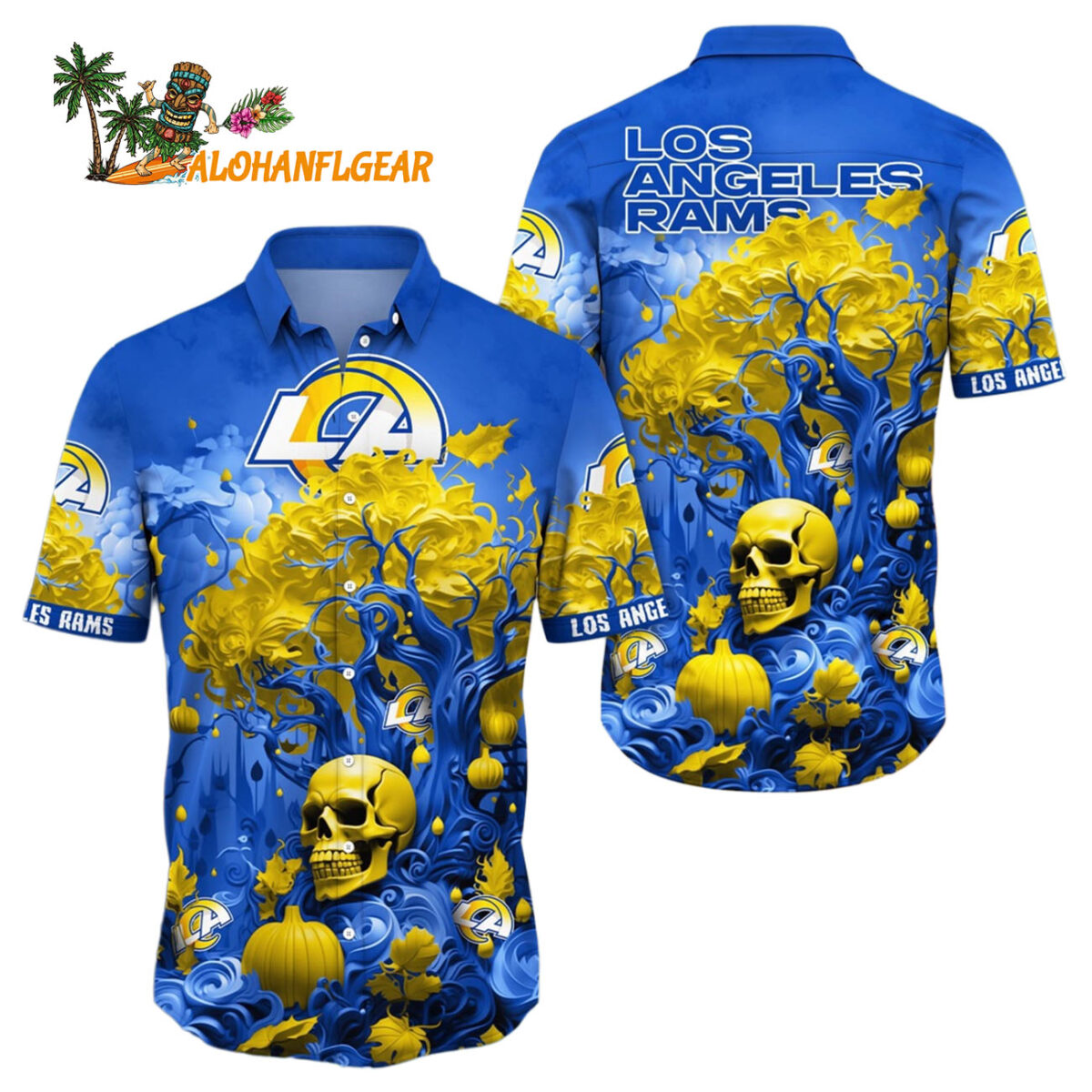 Los Angeles Rams Halloween Skull Pumpkin Hawaiian Shirt Los Angeles Rams Aloha Shirt 1