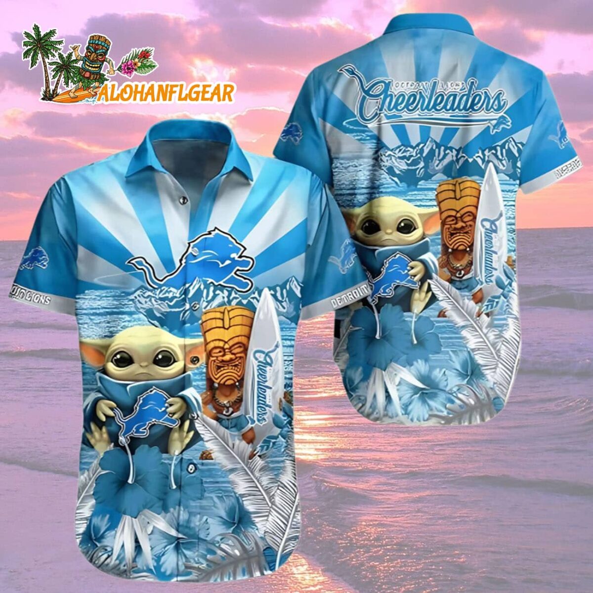 Men And Womens Detroit Lions Hawaiian Shirt Baby Yoda Detroit Lions Aloha Shirt 2