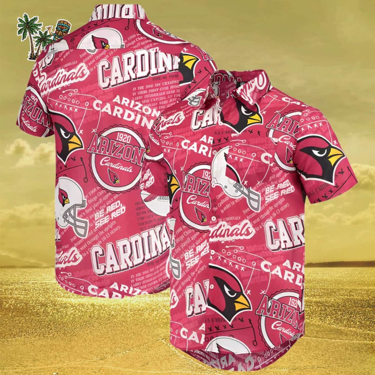 Mens Foco Cardinal Arizona Cardinals Hawaiian Shirt Button up Shirt Cardinal Arizona Aloha Shirt 3