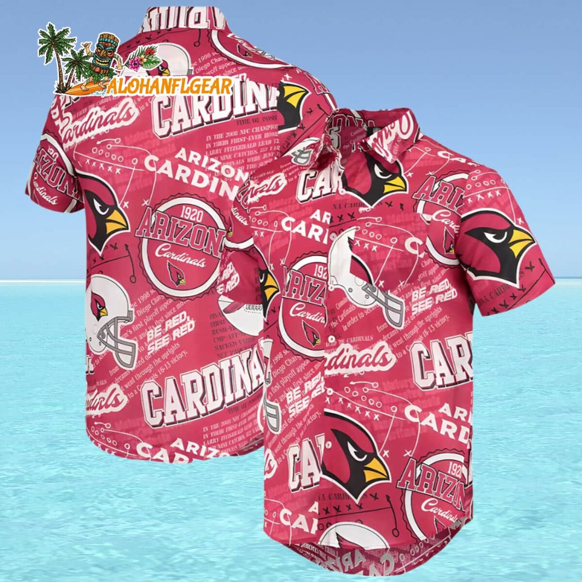 Mens Foco Cardinal Arizona Cardinals Hawaiian Shirt Button up Shirt Cardinal Arizona Aloha Shirt 4