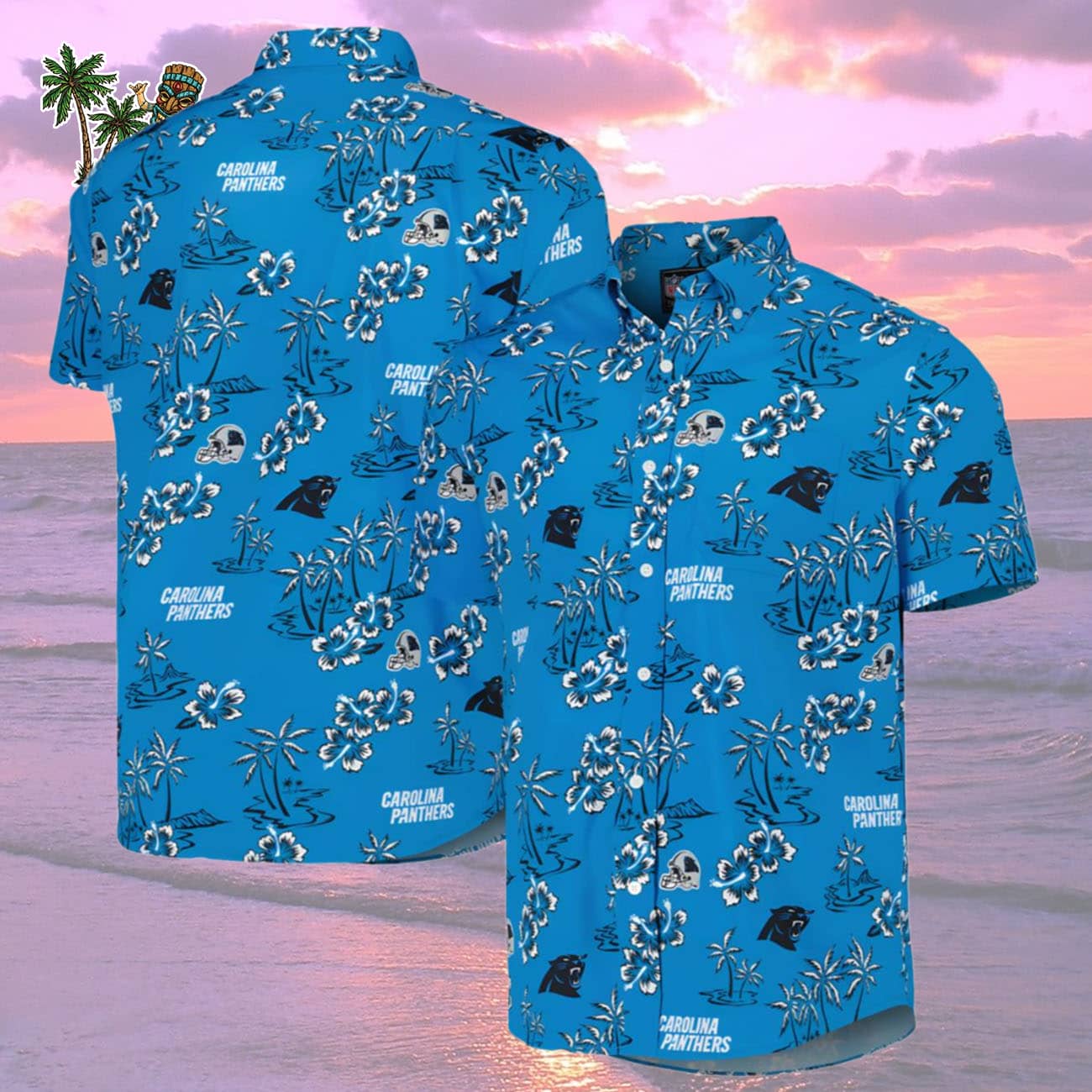 Mens Reyn Spooner Blue Carolina Panthers Hawaiian Shirt, Carolina Panthers Aloha Shirt Mens Reyn Spooner Blue Carolina Panthers Hawaiian Shirt, Carolina Panthers Aloha Shirt