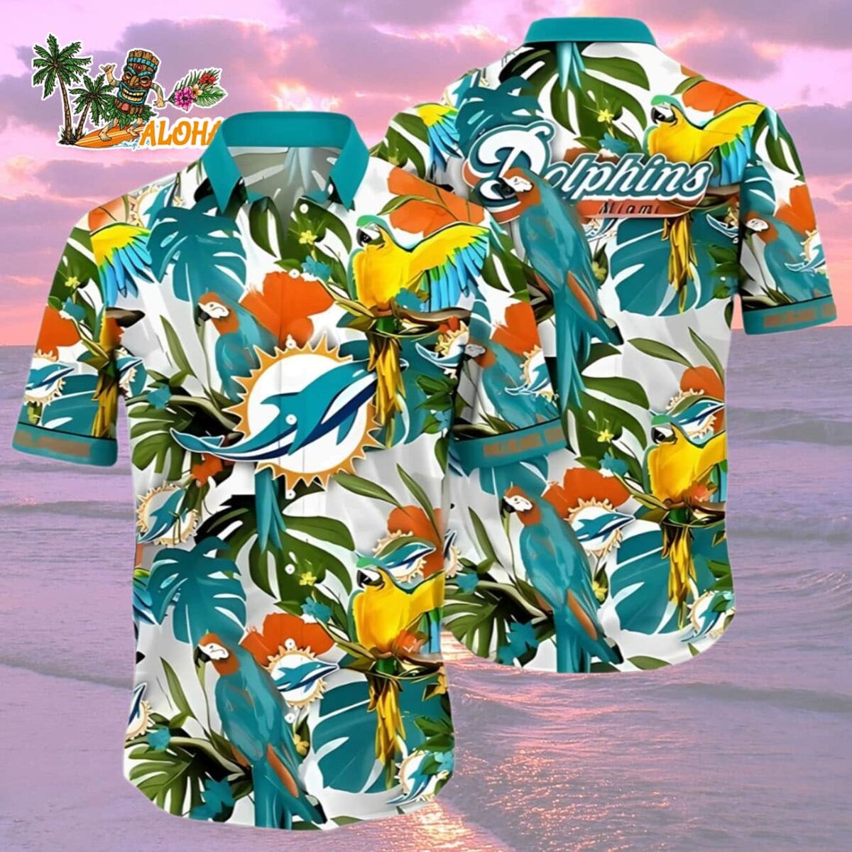 Miami Dolphins Gift For Fan Button Up Shirts Gift For Fan Unique Miami Dolphins Aloha Shirt 2