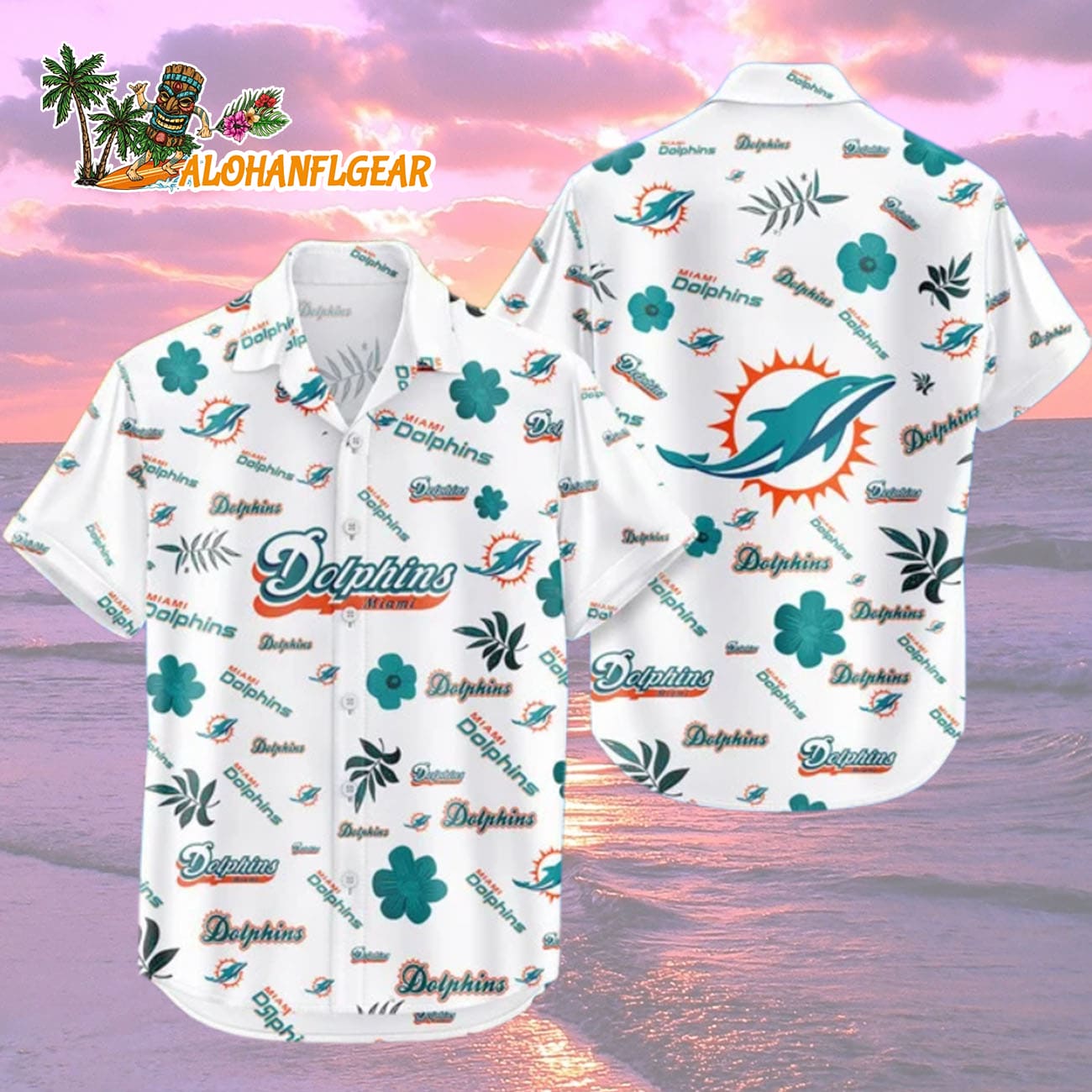 Miami Dolphins Hawaiian Shirt Tropical Beach, Miami Dolphins Aloha Shirt Miami Dolphins Hawaiian Shirt Tropical Beach, Miami Dolphins Aloha Shirt