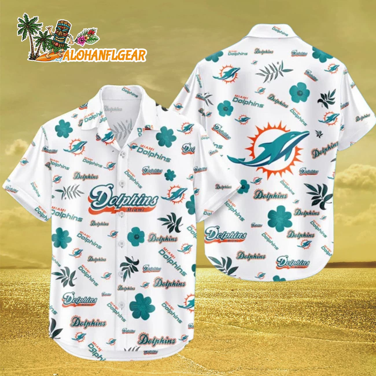 Miami Dolphins Hawaiian Shirt Tropical Beach, Miami Dolphins Aloha Shirt Miami Dolphins Hawaiian Shirt Tropical Beach, Miami Dolphins Aloha Shirt