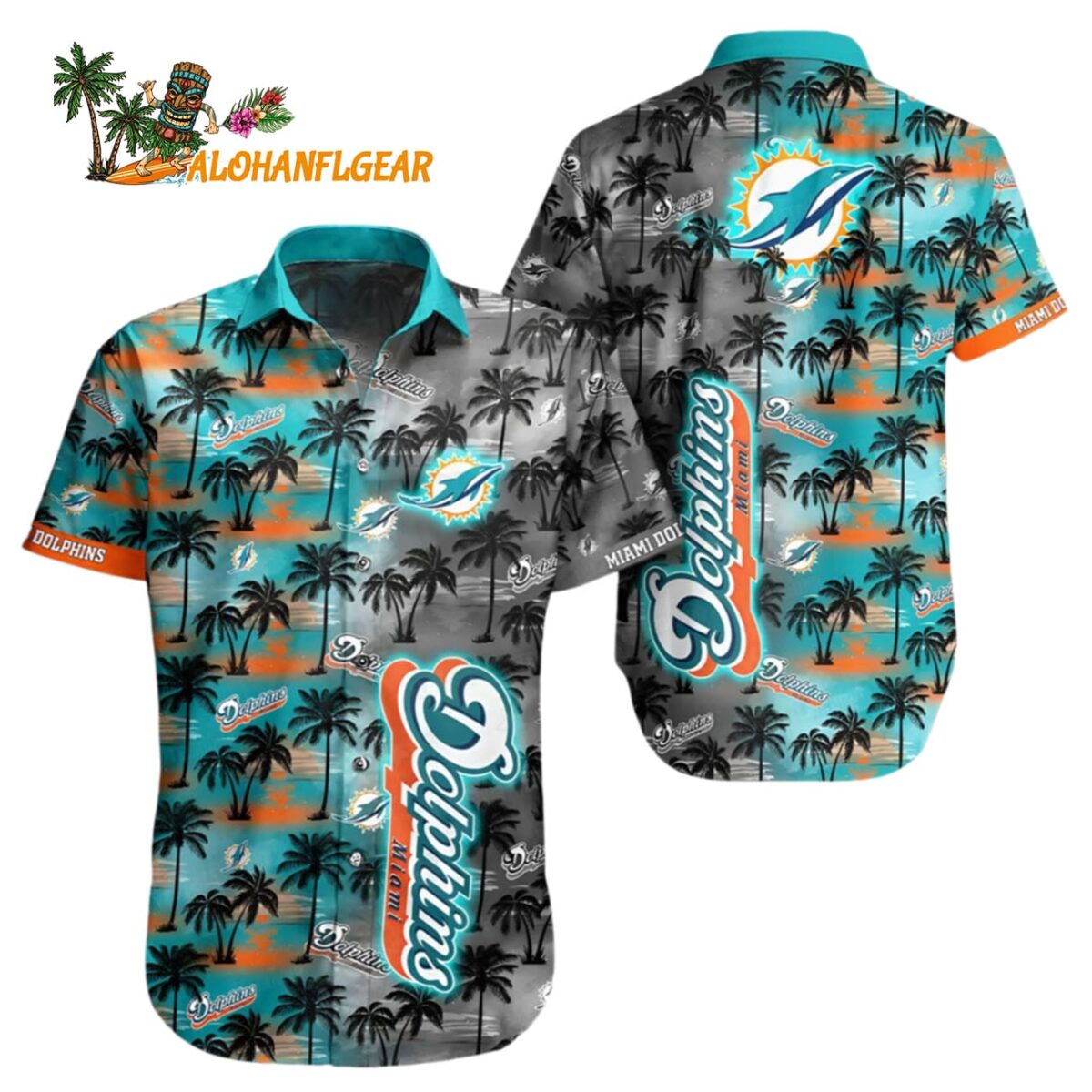 Miami Dolphins Hawaiian Shirt Twilight Palms Miami Dolphins Aloha Shirt 1