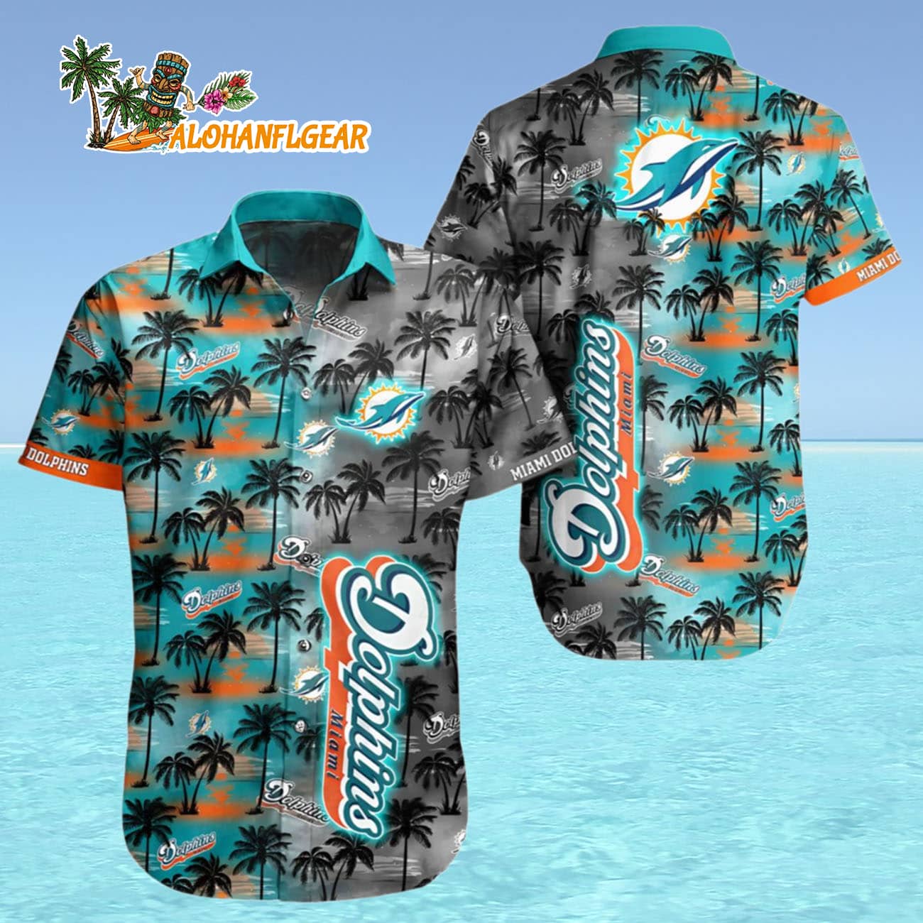 Miami Dolphins Hawaiian Shirt Twilight Palms, Miami Dolphins Aloha Shirt Miami Dolphins Hawaiian Shirt Twilight Palms, Miami Dolphins Aloha Shirt