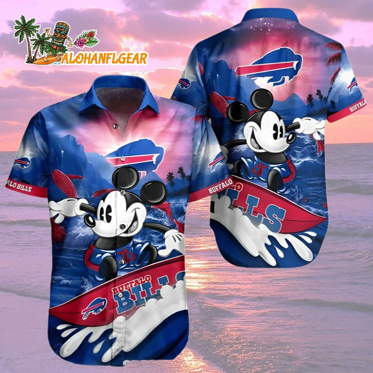 Mickey Mouse And Buffalo Bills Hawaiian Shirt, Buffalo Bills Aloha Shirt 1 Mickey Mouse And Buffalo Bills Hawaiian Shirt Buffalo Bills Aloha Shirt 2