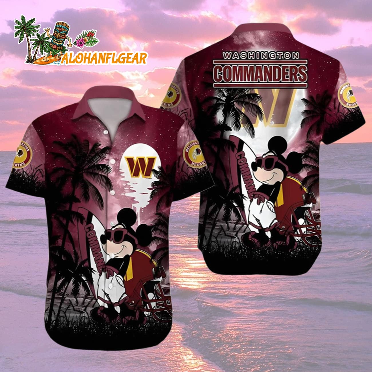 Mickey Washington Commanders Hawaiian Shirt, Washington Commanders Aloha Shirt Mickey Washington Commanders Hawaiian Shirt, Washington Commanders Aloha Shirt
