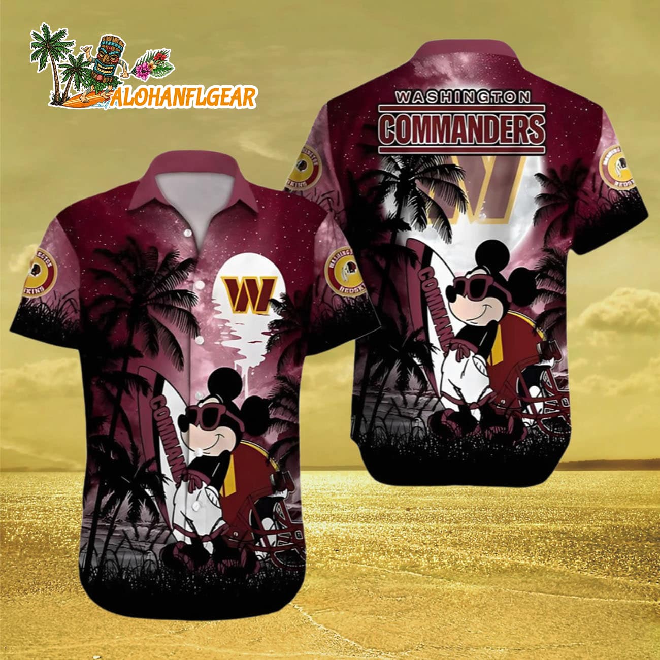 Mickey Washington Commanders Hawaiian Shirt, Washington Commanders Aloha Shirt Mickey Washington Commanders Hawaiian Shirt, Washington Commanders Aloha Shirt
