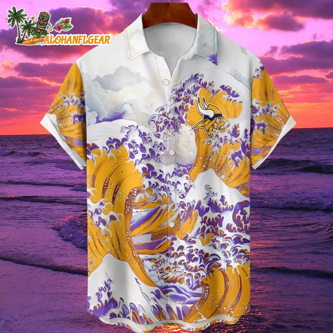 Minnesota Vikings Great Wave Hawaiian Shirt Custom Name And Number NFL Aloha Shirt Minnesota Vikings Great Wave Hawaiian Shirt Custom Name And Number NFL Aloha Shirt