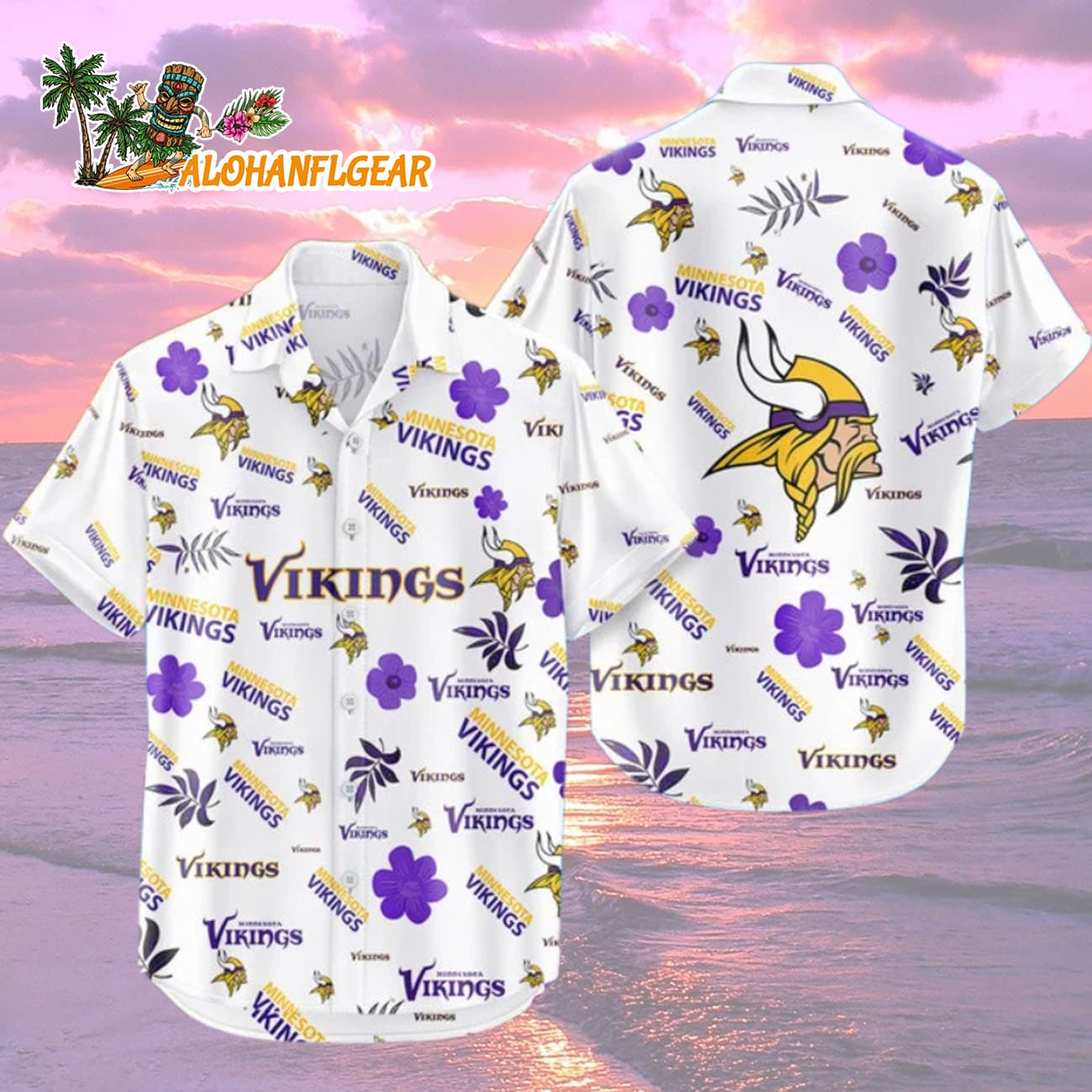Minnesota Vikings Hawaiian Shirt Tropical Beach, Minnesota Vikings Aloha Shirt Minnesota Vikings Hawaiian Shirt Tropical Beach, Minnesota Vikings Aloha Shirt
