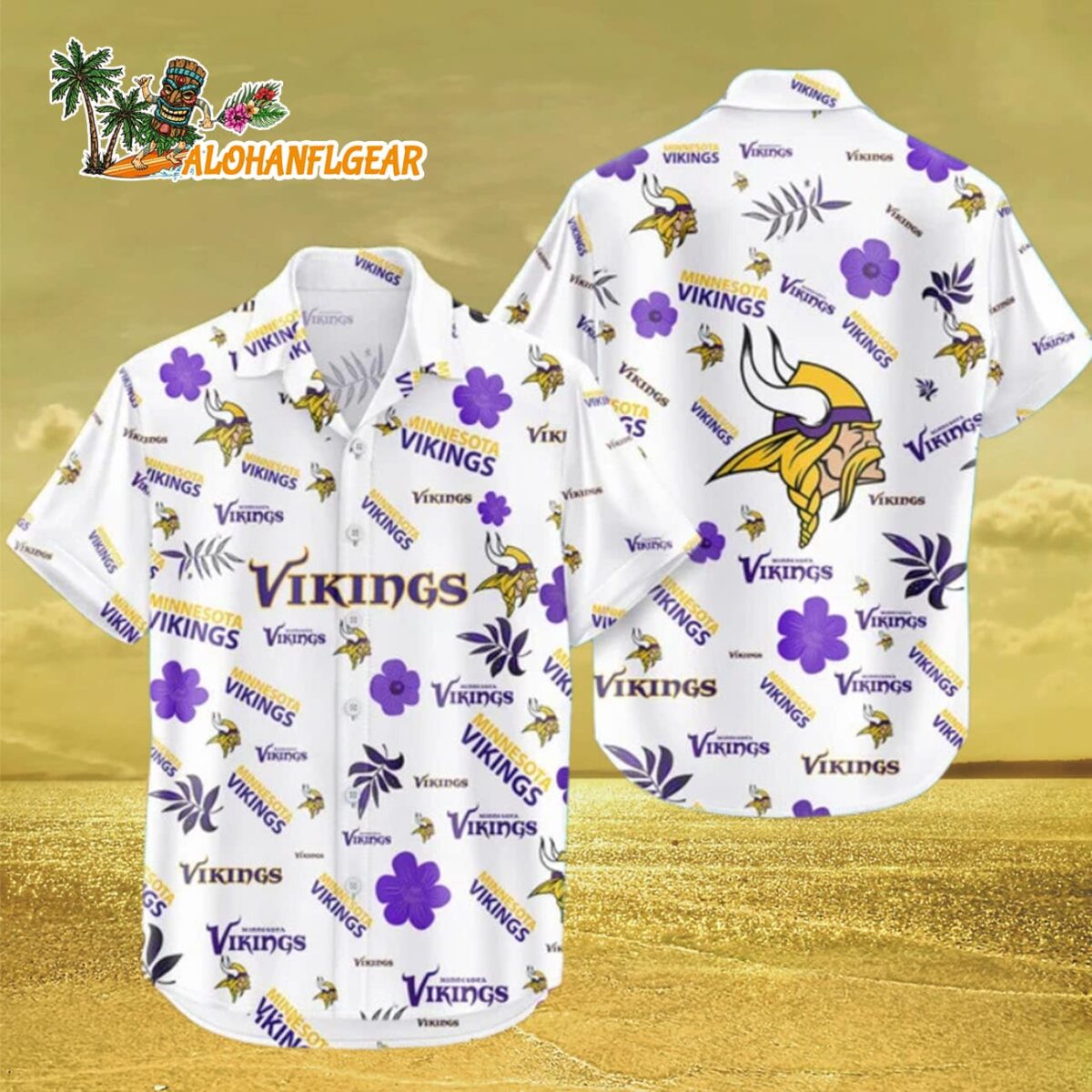 Minnesota Vikings Hawaiian Shirt Tropical Beach Minnesota Vikings Aloha Shirt 3