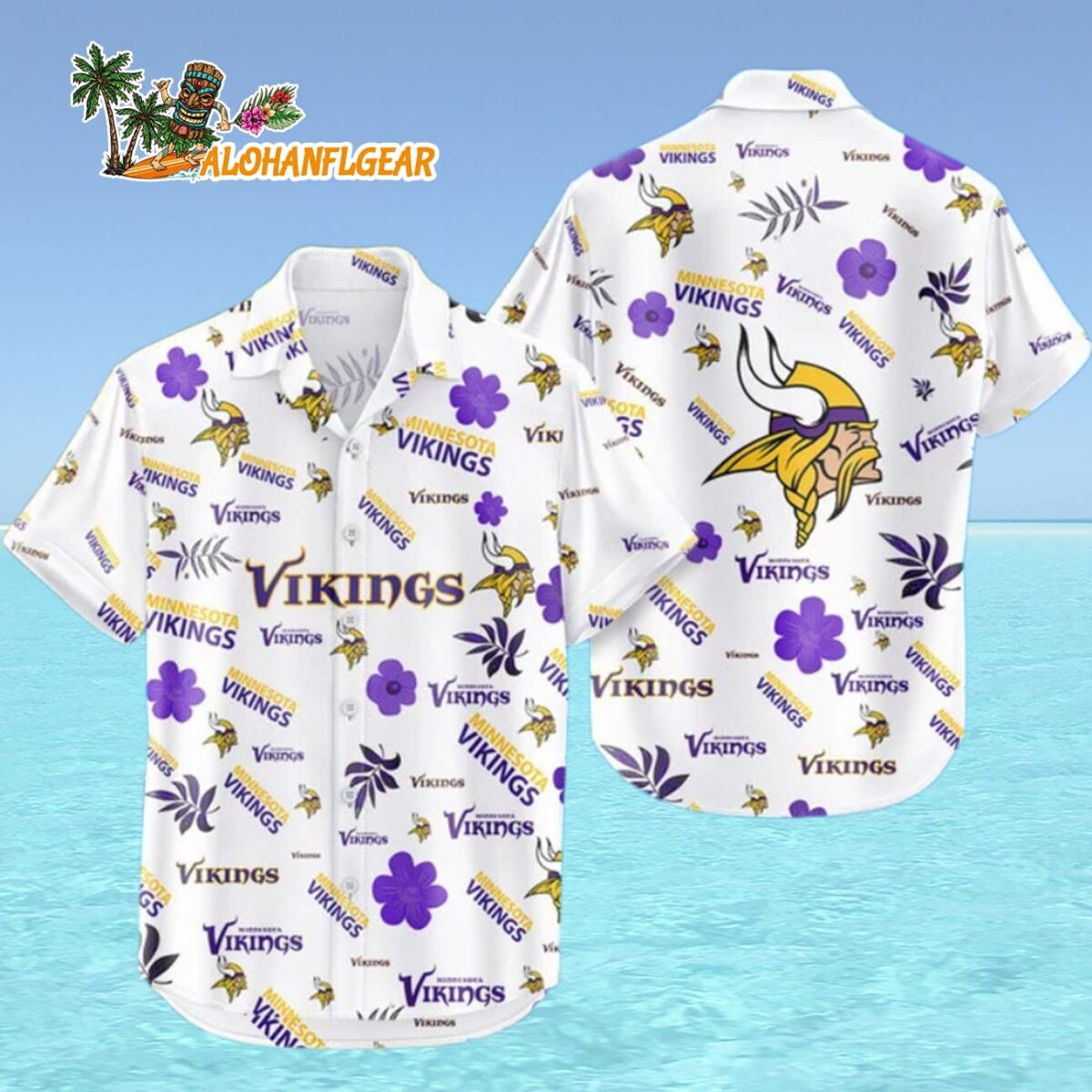 Minnesota Vikings Hawaiian Shirt Tropical Beach Minnesota Vikings Aloha Shirt 4