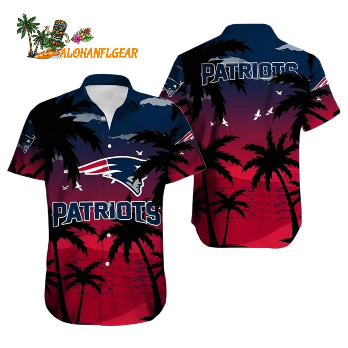 New England Patriots Hawaiian Shirt Crimson Palm Paradise New England Patriots Aloha Shirt 1