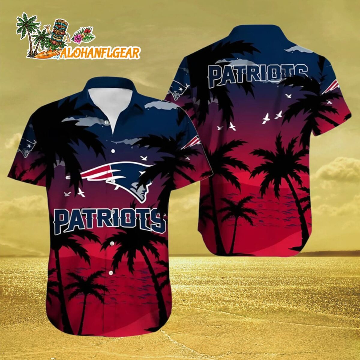 New England Patriots Hawaiian Shirt Crimson Palm Paradise New England Patriots Aloha Shirt 3
