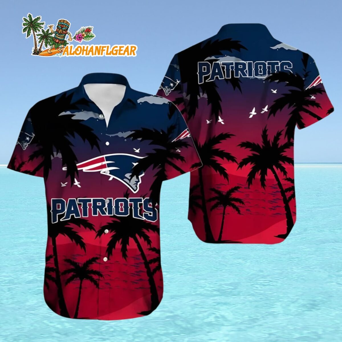 New England Patriots Hawaiian Shirt Crimson Palm Paradise New England Patriots Aloha Shirt 4