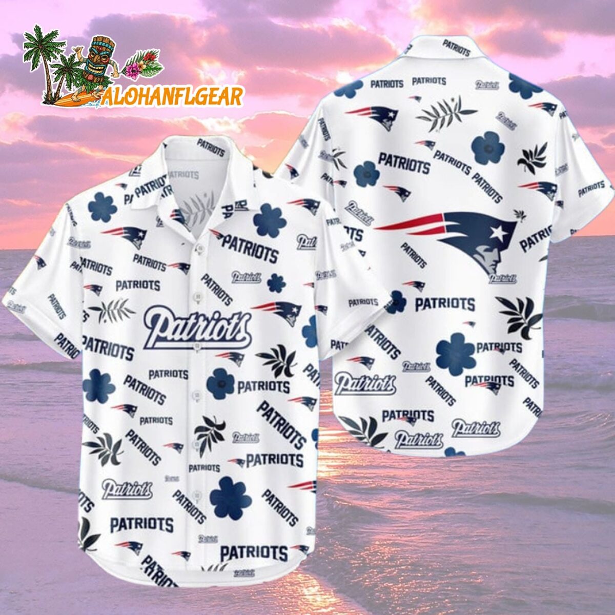 New England Patriots Hawaiian Shirt Tropical Beach New England Patriots Aloha Shirt 2
