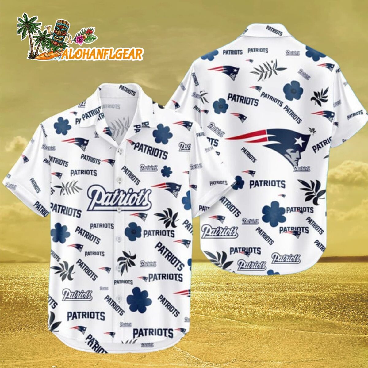 New England Patriots Hawaiian Shirt Tropical Beach New England Patriots Aloha Shirt 3