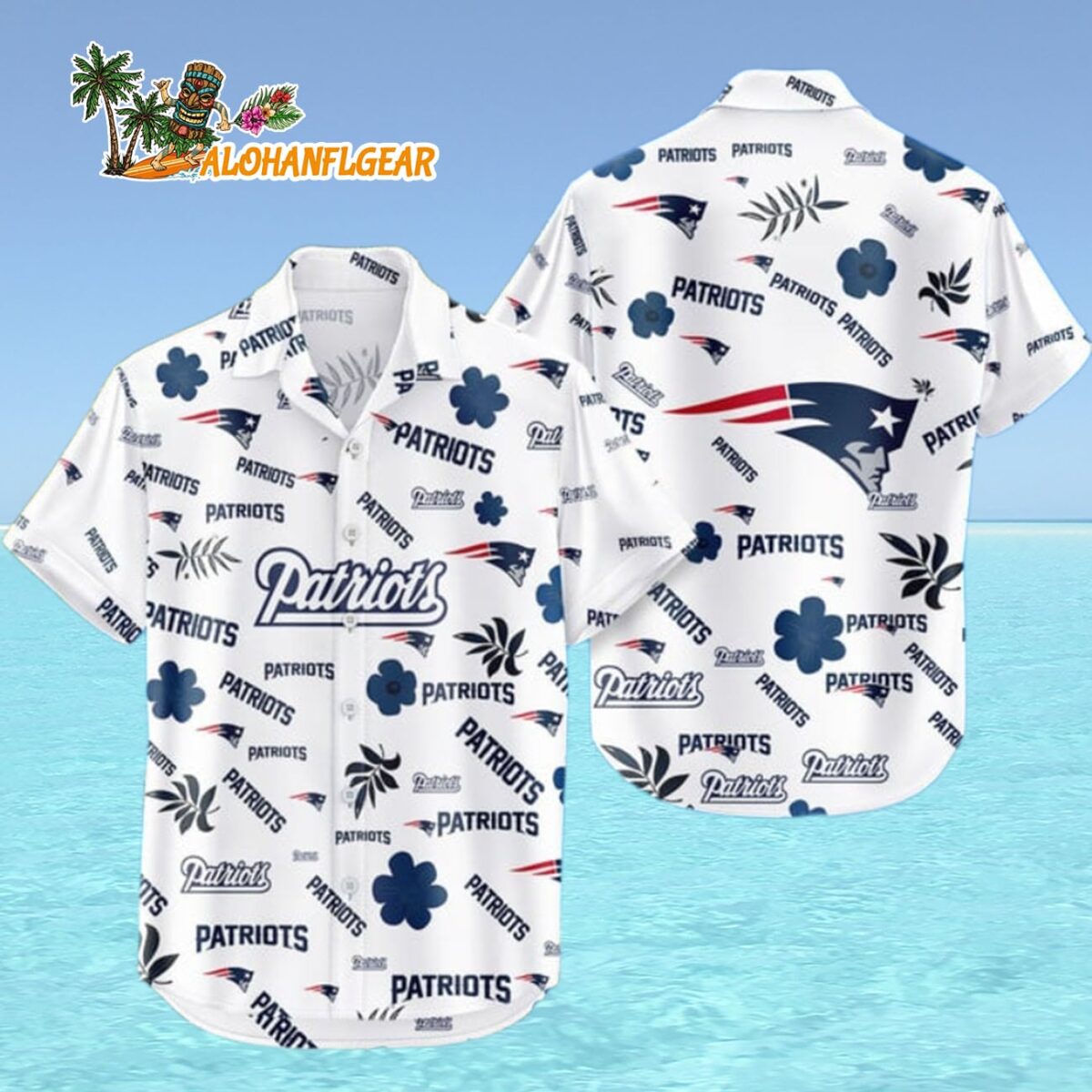 New England Patriots Hawaiian Shirt Tropical Beach New England Patriots Aloha Shirt 4