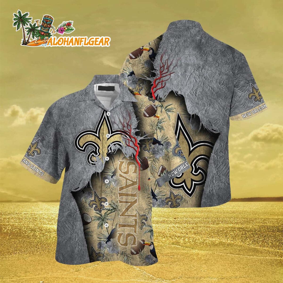 New Orleans Saints Football Team Summer God Hawaii Shirt Football NFL Hawaiian Shirt 3