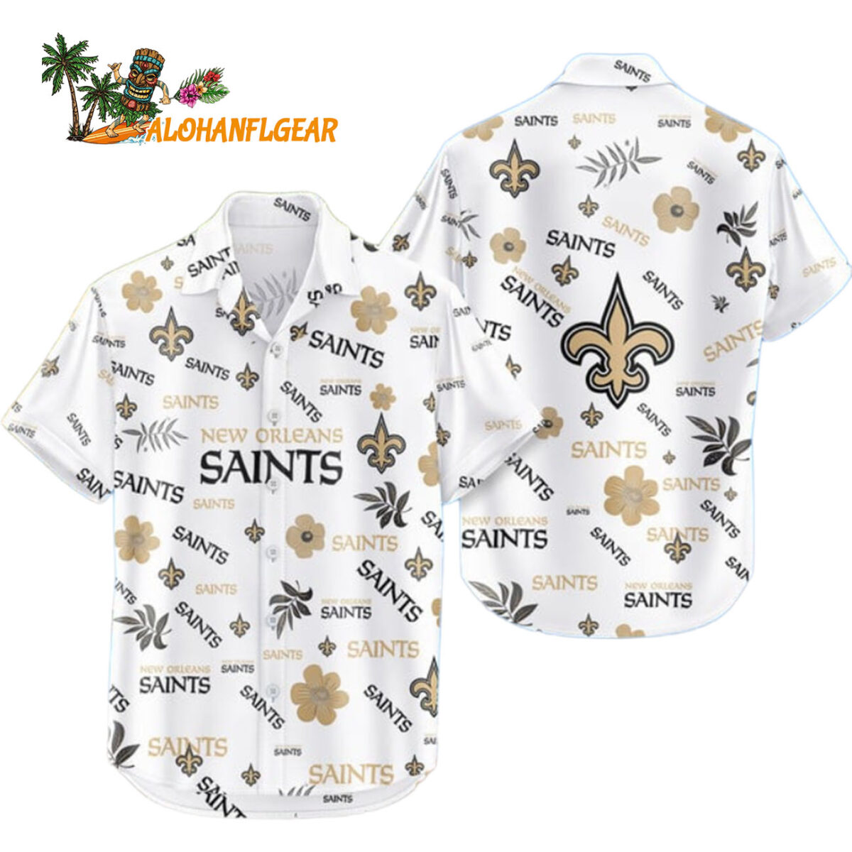 New Orleans Saints Hawaiian Shirt Tropical Beach New Orleans Saints Aloha Shirt 1