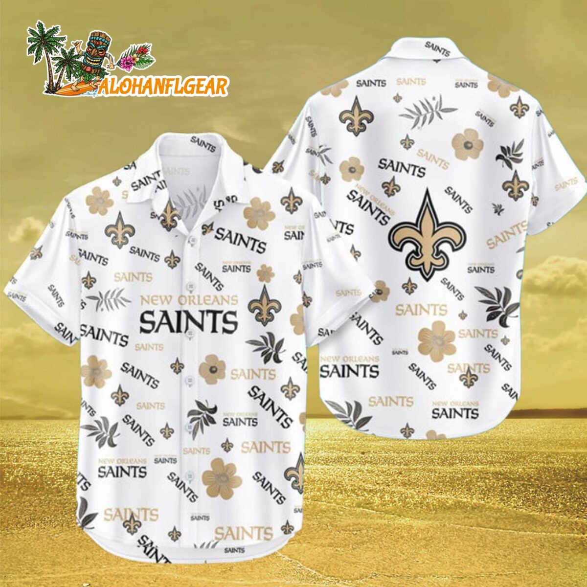 New Orleans Saints Hawaiian Shirt Tropical Beach New Orleans Saints Aloha Shirt 3