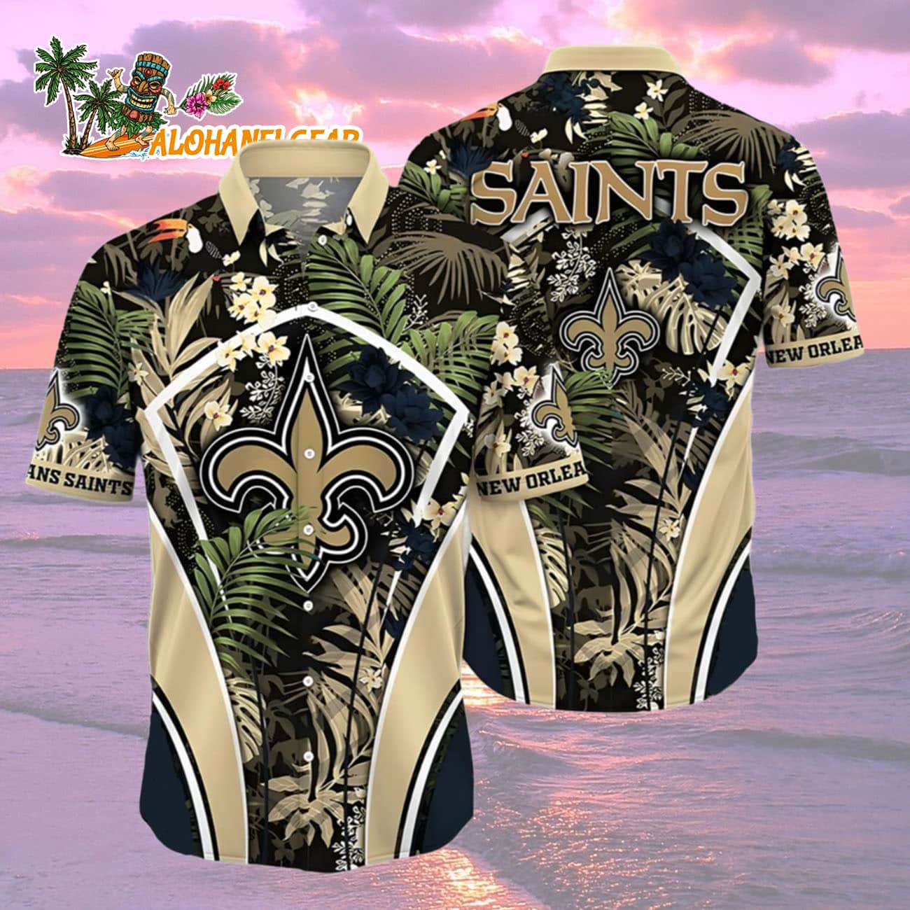 New Orleans Saints Hawaiian Shirt Tropical Paradise, New Orleans Saints Aloha Shirt New Orleans Saints Hawaiian Shirt Tropical Paradise, New Orleans Saints Aloha Shirt