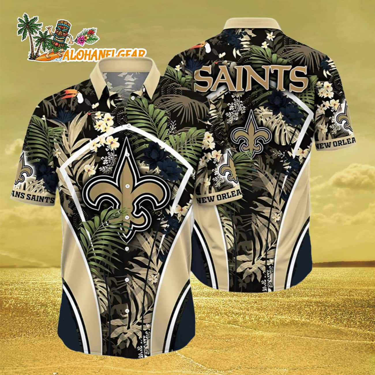 New Orleans Saints Hawaiian Shirt Tropical Paradise, New Orleans Saints Aloha Shirt New Orleans Saints Hawaiian Shirt Tropical Paradise, New Orleans Saints Aloha Shirt