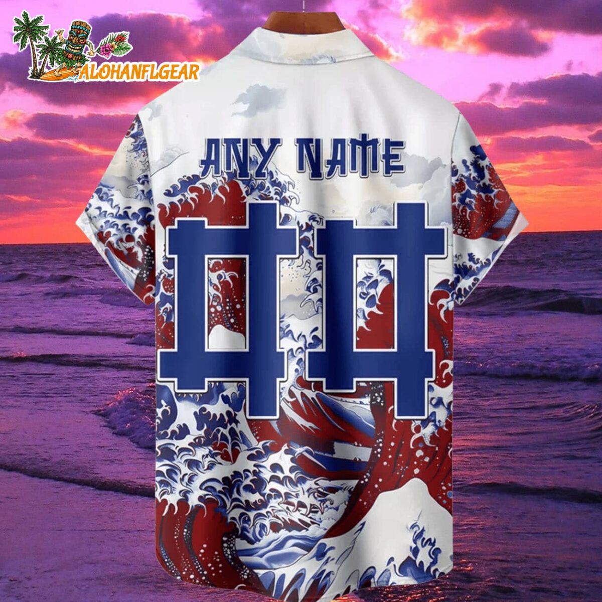 New York Giants Great Wave Hawaiian Shirt Custom Name And Number NFL Aloha Shirt 2