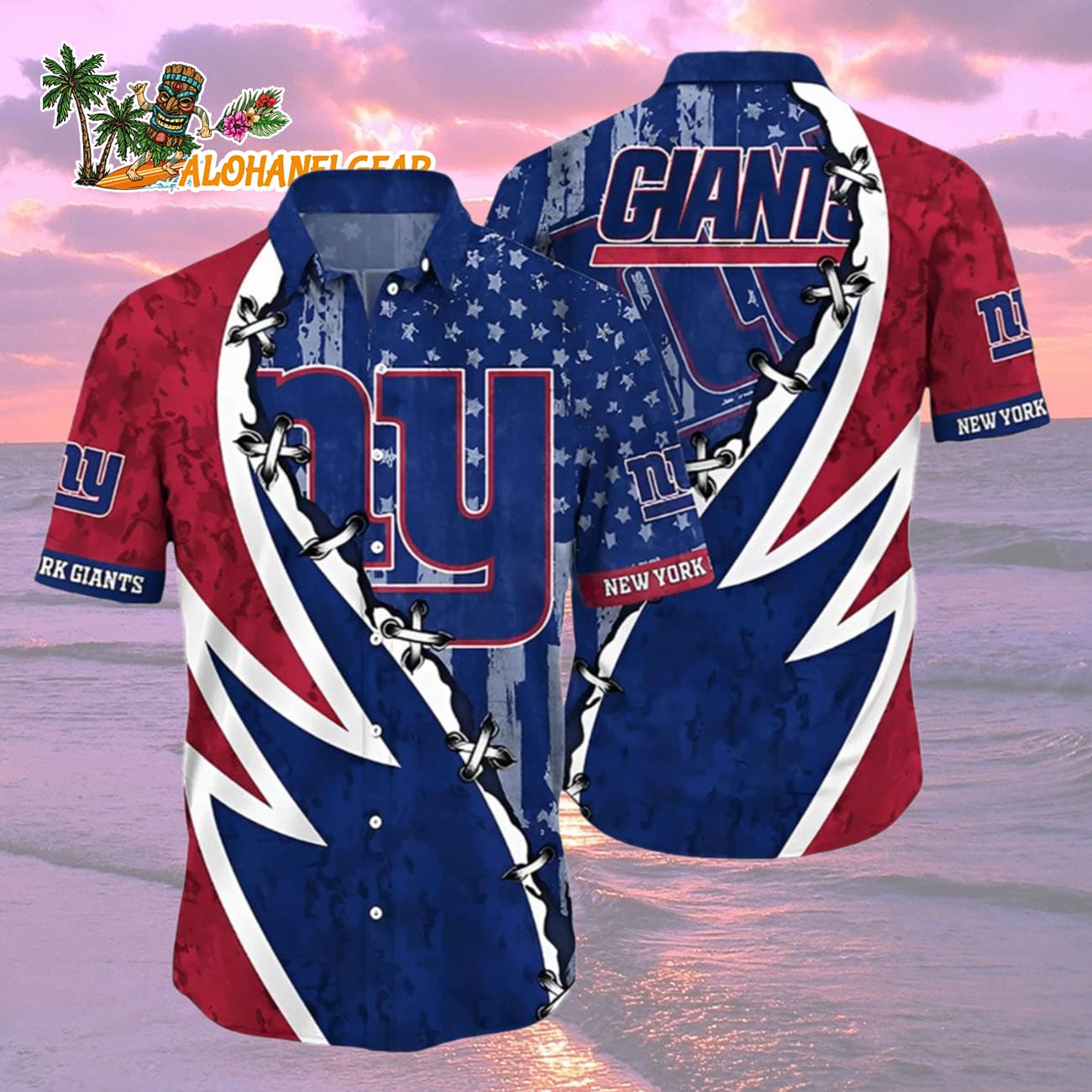 New York Giants Hawaiian Button Up Shirt 3d Printed Graphic American Flag Print, New York Giants Aloha Shirt New York Giants Hawaiian Button Up Shirt 3d Printed Graphic American Flag Print, New York Giants Aloha Shirt