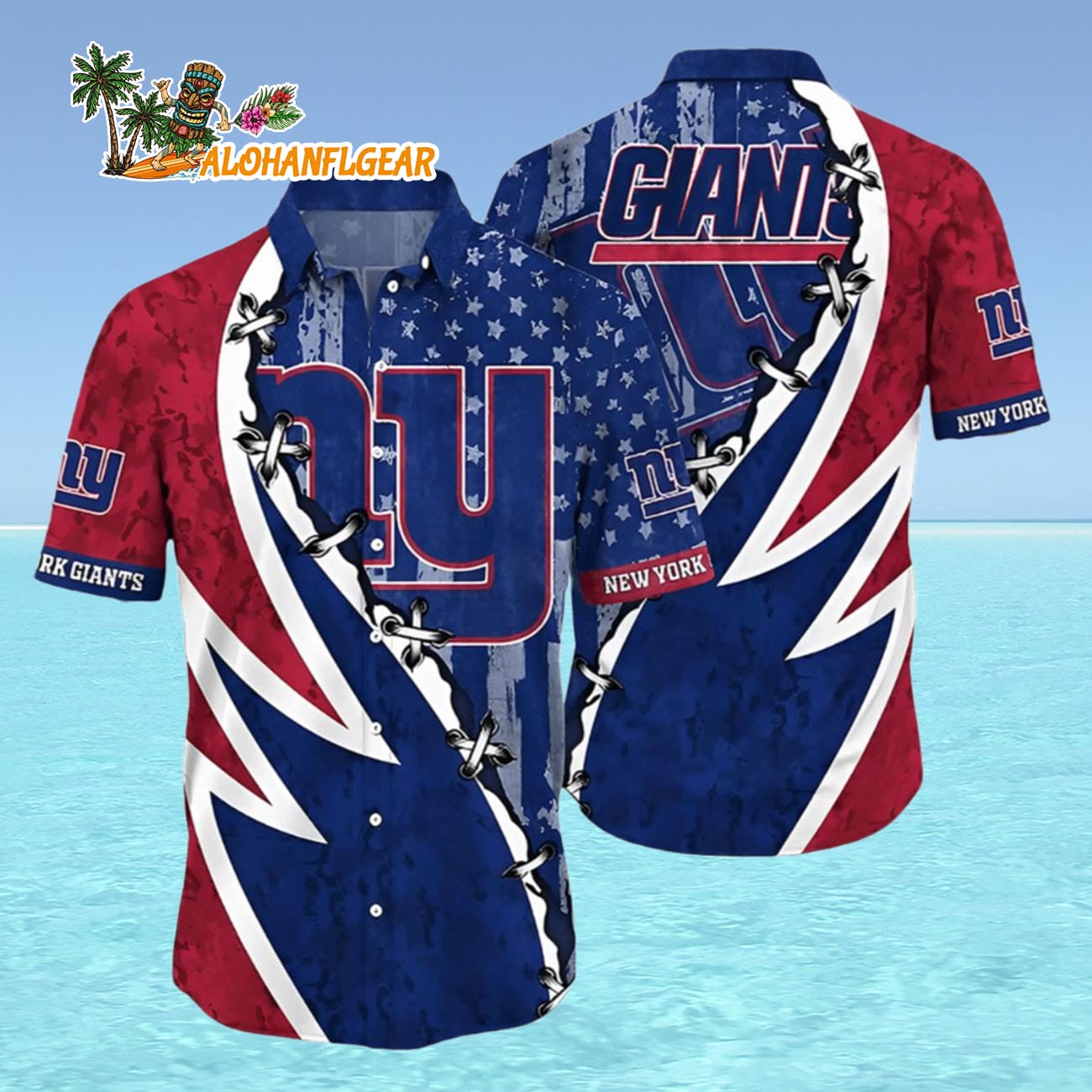 New York Giants Hawaiian Button Up Shirt 3d Printed Graphic American Flag Print, New York Giants Aloha Shirt New York Giants Hawaiian Button Up Shirt 3d Printed Graphic American Flag Print, New York Giants Aloha Shirt