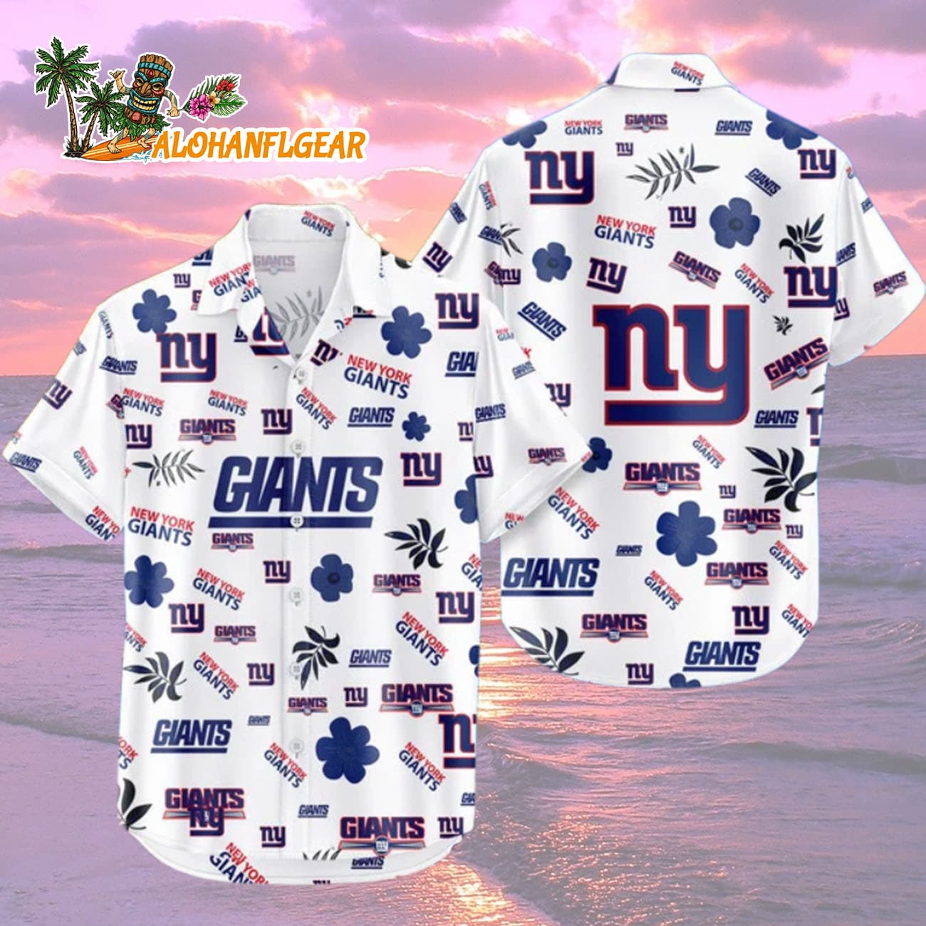 New York Giants Hawaiian Shirt Tropical Beach, New York Giants Aloha Shirt New York Giants Hawaiian Shirt Tropical Beach, New York Giants Aloha Shirt