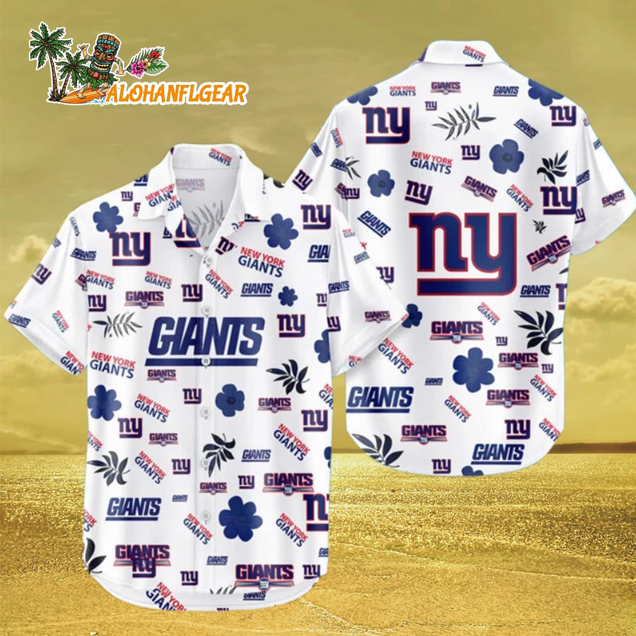 New York Giants Hawaiian Shirt Tropical Beach, New York Giants Aloha Shirt New York Giants Hawaiian Shirt Tropical Beach, New York Giants Aloha Shirt