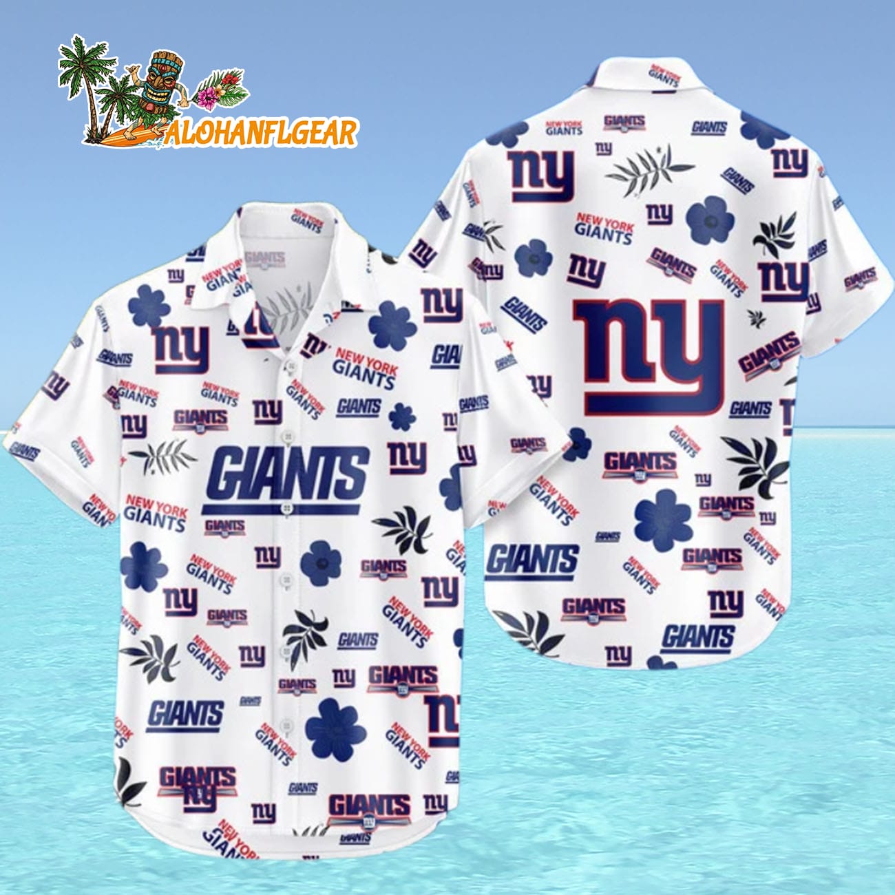 New York Giants Hawaiian Shirt Tropical Beach, New York Giants Aloha Shirt New York Giants Hawaiian Shirt Tropical Beach, New York Giants Aloha Shirt
