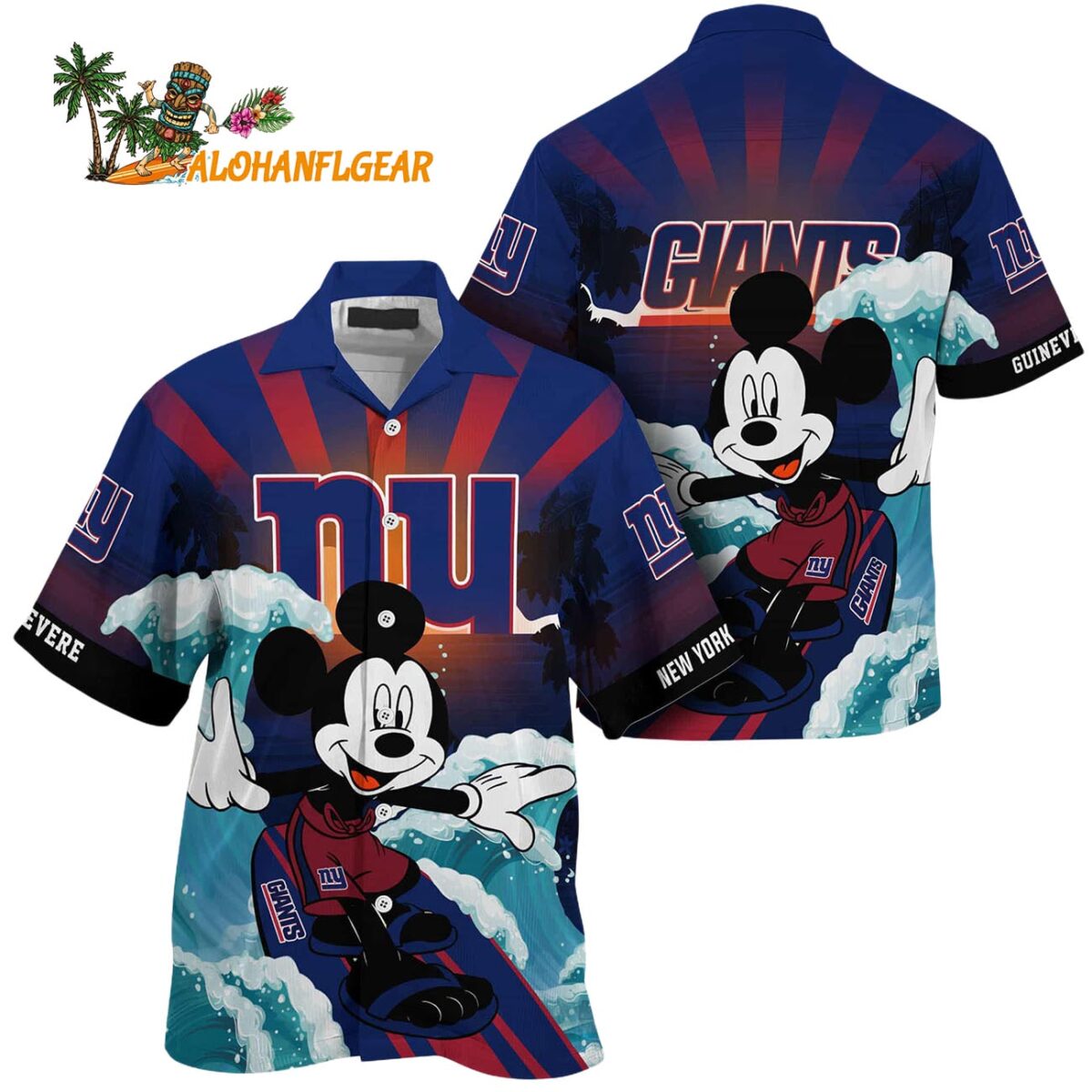 New York Giants Special Mickey Mouse Movies Design Summer Hawaiian Shirt New York Giants Aloha Shirt 1