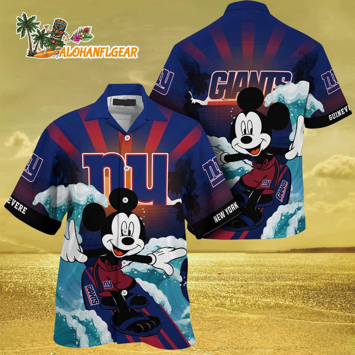 New York Giants Special Mickey Mouse Movies Design Summer Hawaiian Shirt New York Giants Aloha Shirt 3