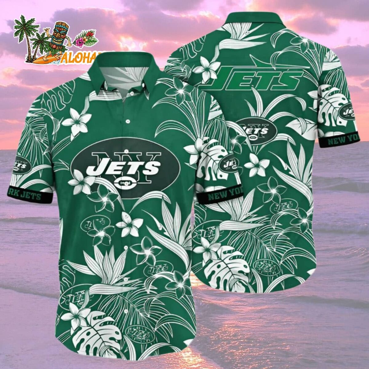 New York Jets Hawaiian Shirt White Flowers New York Jets Aloha Shirt 2
